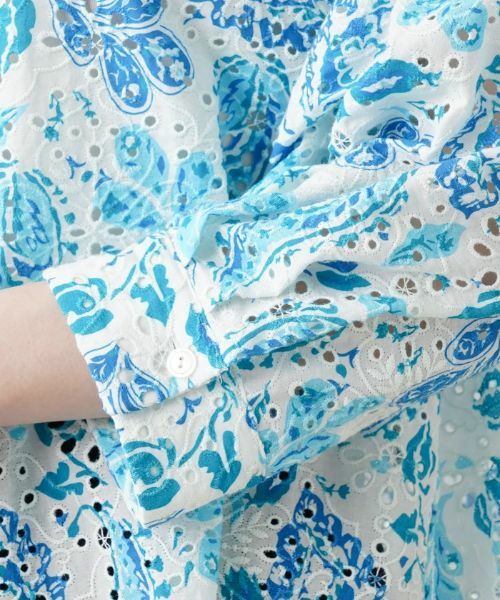 Leilian / レリアン シャツ・ブラウス | カットワークレースプリントブラウス | 詳細10