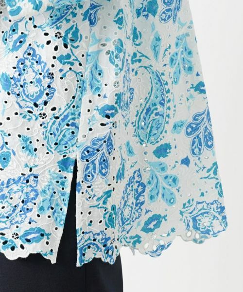 Leilian / レリアン シャツ・ブラウス | カットワークレースプリントブラウス | 詳細11