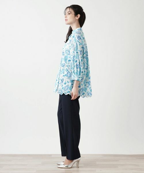 Leilian / レリアン シャツ・ブラウス | カットワークレースプリントブラウス | 詳細2