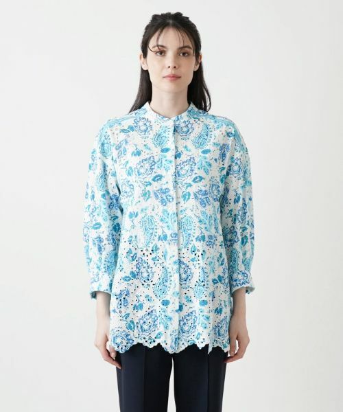 Leilian / レリアン シャツ・ブラウス | カットワークレースプリントブラウス | 詳細4