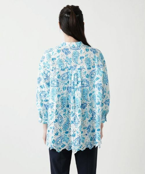 Leilian / レリアン シャツ・ブラウス | カットワークレースプリントブラウス | 詳細6