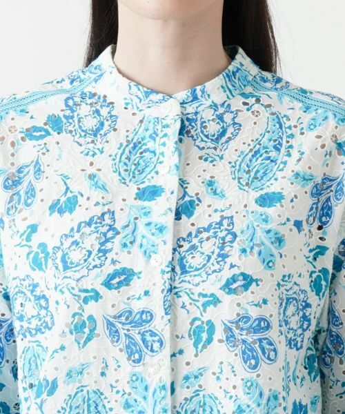 Leilian / レリアン シャツ・ブラウス | カットワークレースプリントブラウス | 詳細7
