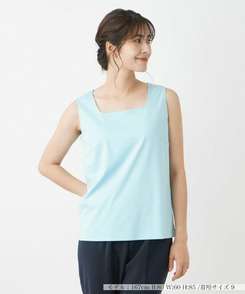 Leilian/レリアン ノースリーブカットソー サックスブルー 13(XL) Leilian/レリアン ノースリーブカットソー サックスブルー 13(XL)