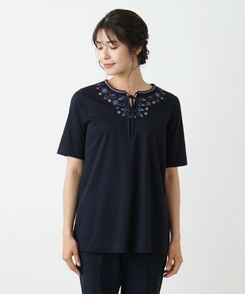 Leilian / レリアン カットソー | 刺繍半袖プルオーバー | 詳細8