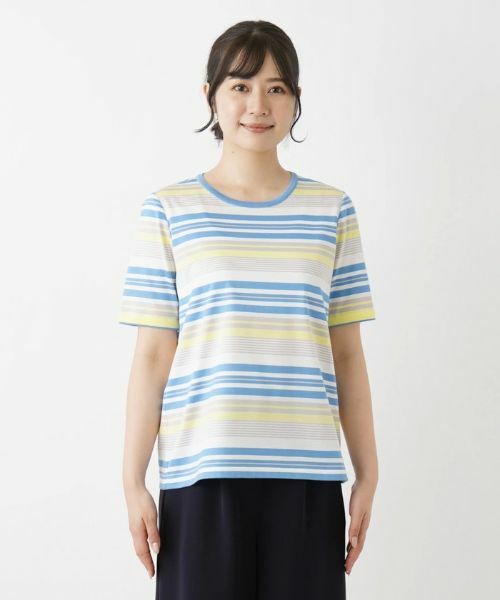 Leilian / レリアン Tシャツ | マルチボーダー半袖Tシャツ | 詳細4