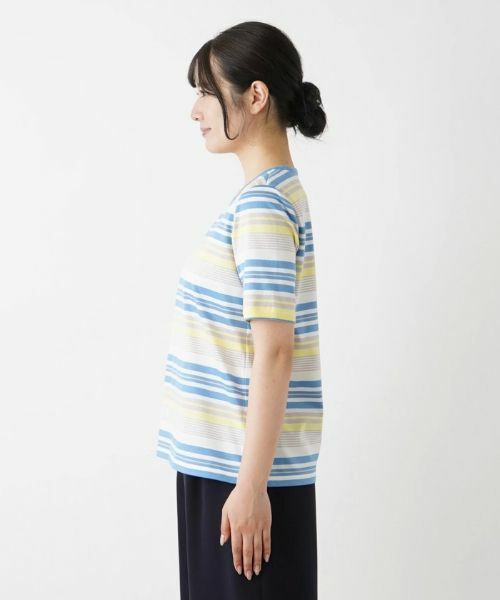 Leilian / レリアン Tシャツ | マルチボーダー半袖Tシャツ | 詳細5