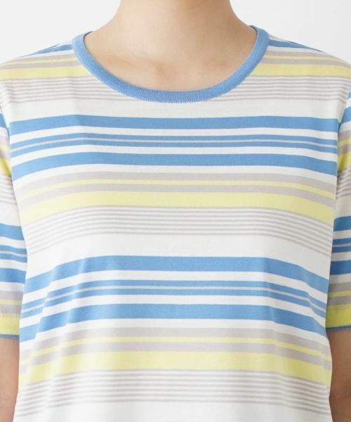 Leilian / レリアン Tシャツ | マルチボーダー半袖Tシャツ | 詳細7