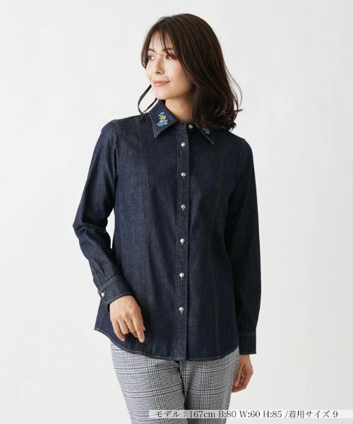 Leilian / レリアン シャツ・ブラウス | 長袖デニムシャツ(ネイビー系)