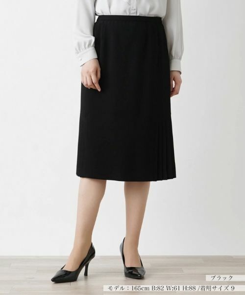 Leilian/レリアン 洗えるサイドプリーツスカート ブラック 9(M) Leilian/レリアン 洗えるサイドプリーツスカート ブラック 9(M)