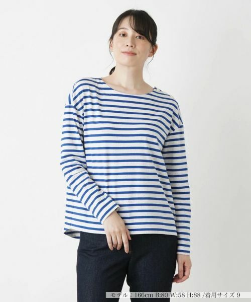Leilian/レリアン デザインボーダーカットソー ロイヤルブルー 11(L) Leilian/レリアン デザインボーダーカットソー ロイヤルブルー 11(L)