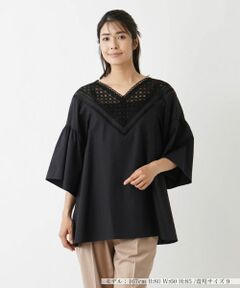 Leilian / レリアン シャツ・ブラウス | モチーフレース切替えプルオーバーブラウス