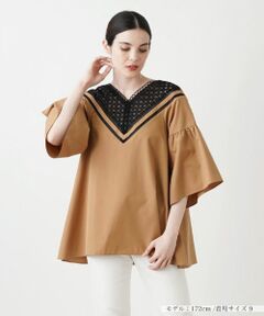 Leilian / レリアン シャツ・ブラウス | モチーフレース切替えプルオーバーブラウス
