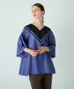 Leilian / レリアン シャツ・ブラウス | モチーフレース切替えプルオーバーブラウス