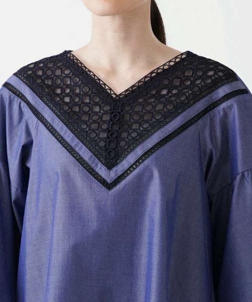 Leilian / レリアン シャツ・ブラウス | モチーフレース切替えプルオーバーブラウス | 詳細12