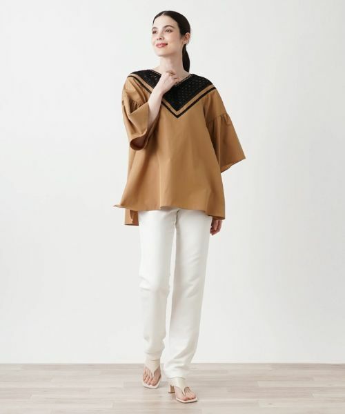 Leilian / レリアン シャツ・ブラウス | モチーフレース切替えプルオーバーブラウス | 詳細18