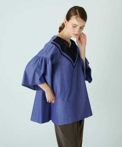 Leilian / レリアン シャツ・ブラウス | モチーフレース切替えプルオーバーブラウス | 詳細2