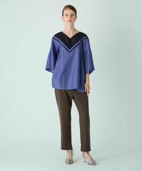 Leilian / レリアン シャツ・ブラウス | モチーフレース切替えプルオーバーブラウス | 詳細4