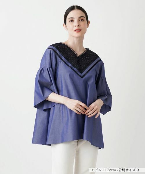 Leilian / レリアン シャツ・ブラウス | モチーフレース切替えプルオーバーブラウス | 詳細5