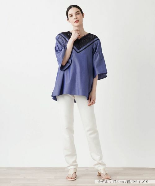 Leilian / レリアン シャツ・ブラウス | モチーフレース切替えプルオーバーブラウス | 詳細6