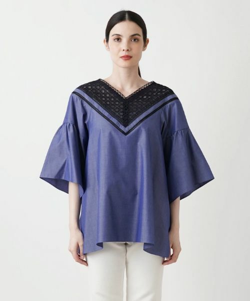 Leilian / レリアン シャツ・ブラウス | モチーフレース切替えプルオーバーブラウス | 詳細9