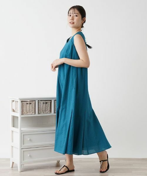 Leilian / レリアン ドレス | 洗えるVネックノースリーブロングワンピース | 詳細11