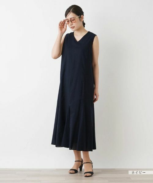 Leilian / レリアン ドレス | 洗えるVネックノースリーブロングワンピース | 詳細21