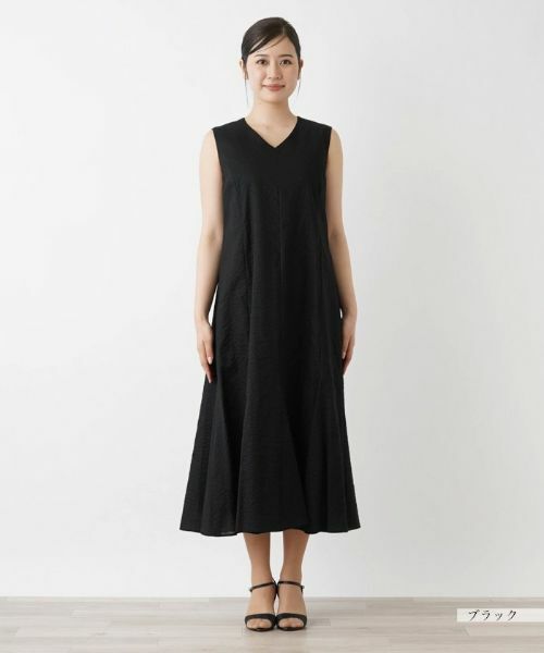 Leilian / レリアン ドレス | 洗えるVネックノースリーブロングワンピース | 詳細4