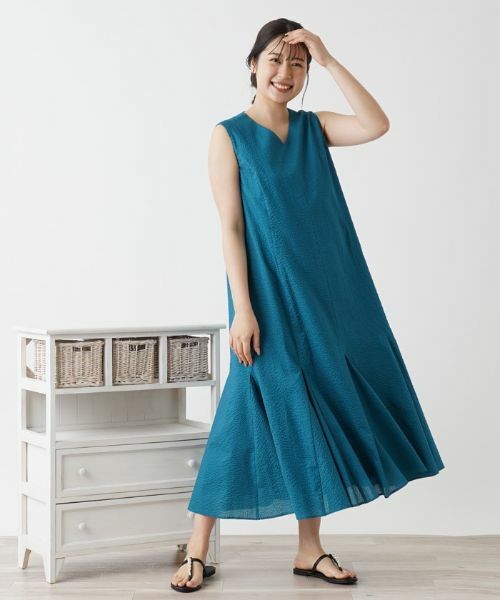 Leilian / レリアン ドレス | 洗えるVネックノースリーブロングワンピース | 詳細7