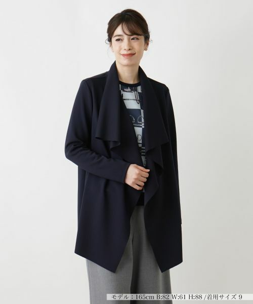 Leilian / レリアン テーラードジャケット | 洗えるストレッチジャケット(ネイビー)