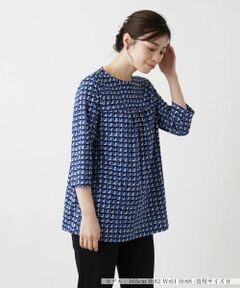 Leilian / レリアン カットソー | ツイードプリント7分袖カットソー【Leilian WHITE LABEL】