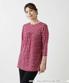 Leilian / レリアン カットソー | ツイードプリント7分袖カットソー【Leilian WHITE LABEL】