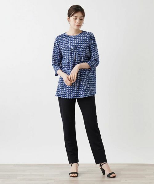 Leilian / レリアン カットソー | ツイードプリント7分袖カットソー【Leilian WHITE LABEL】 | 詳細1