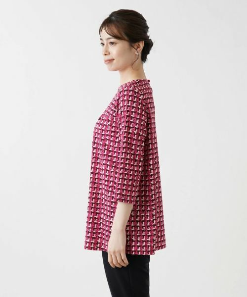 Leilian / レリアン カットソー | ツイードプリント7分袖カットソー【Leilian WHITE LABEL】 | 詳細8