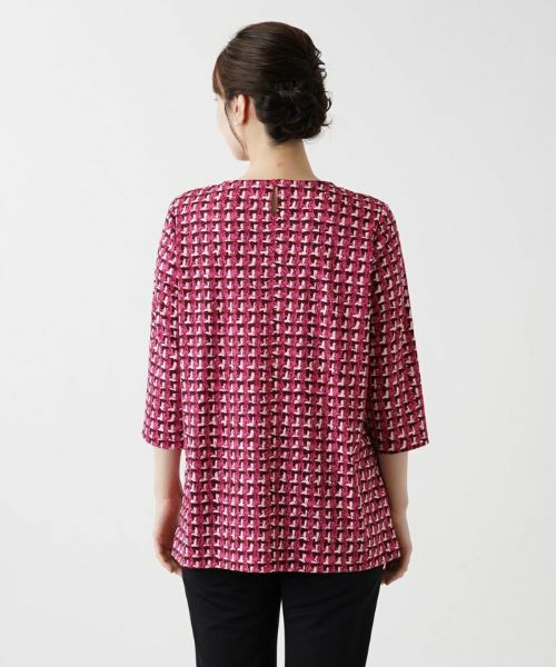 Leilian / レリアン カットソー | ツイードプリント7分袖カットソー【Leilian WHITE LABEL】 | 詳細9