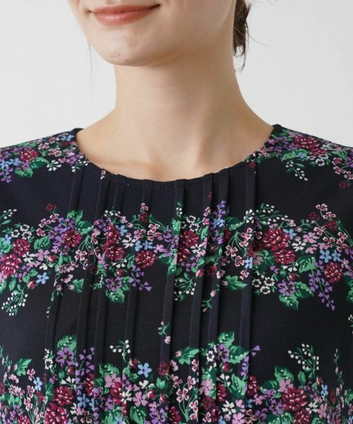 Leilian / レリアン ドレス | 洗えるフラワーボーダーワンピース【パワーネット素材】 | 詳細10