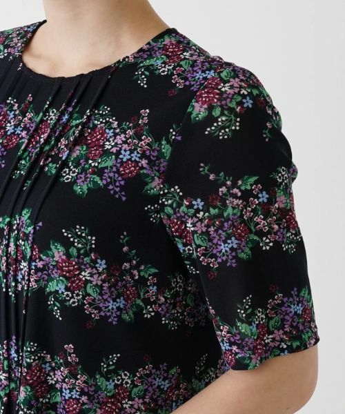 Leilian / レリアン ドレス | 洗えるフラワーボーダーワンピース【パワーネット素材】 | 詳細14