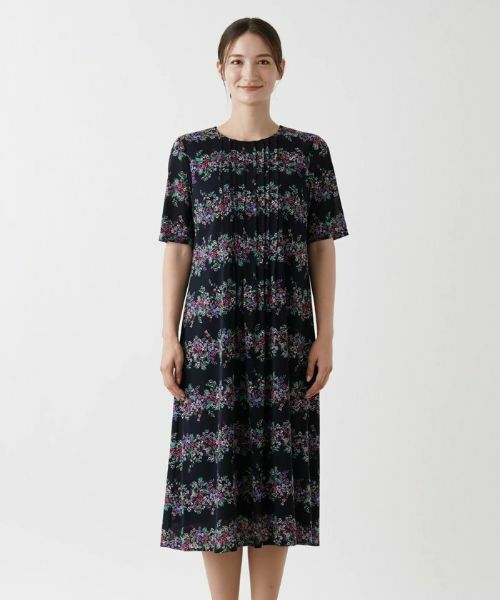 Leilian / レリアン ドレス | 洗えるフラワーボーダーワンピース【パワーネット素材】 | 詳細7