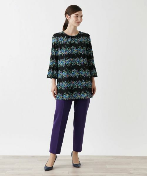 Leilian / レリアン カットソー | フラワーボーダーブラウス | 詳細1