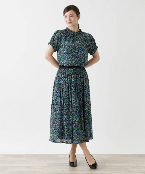 Leilian / レリアン ミニ・ひざ丈スカート | 洗えるフラワーガーデンフレアスカート【パワーネット素材】 | 詳細1