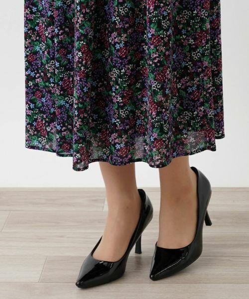 Leilian / レリアン ミニ・ひざ丈スカート | 洗えるフラワーガーデンフレアスカート【パワーネット素材】 | 詳細12