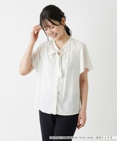 Leilian / レリアン シャツ・ブラウス | ボウタイ半袖シフォンブラウス