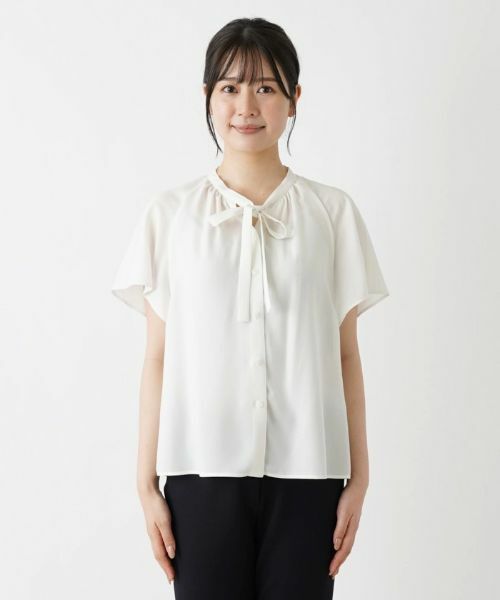 Leilian / レリアン シャツ・ブラウス | ボウタイ半袖シフォンブラウス | 詳細4