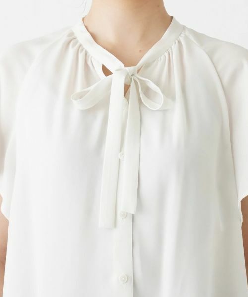 Leilian / レリアン シャツ・ブラウス | ボウタイ半袖シフォンブラウス | 詳細7