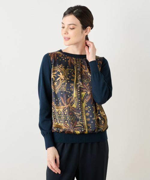 Leilian / レリアン ニット・セーター | プリント使いニット(ネイビー)