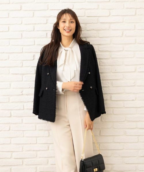 Leilian / レリアン テーラードジャケット | ツイードブレザー(ブラック)