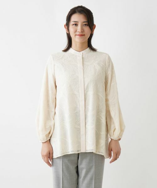 23AW美品　13.2万　レリアン　ホワイトレーベル　9号 チェックバンドカラーブラウス【Leilian WHITE LABEL】|レリアン