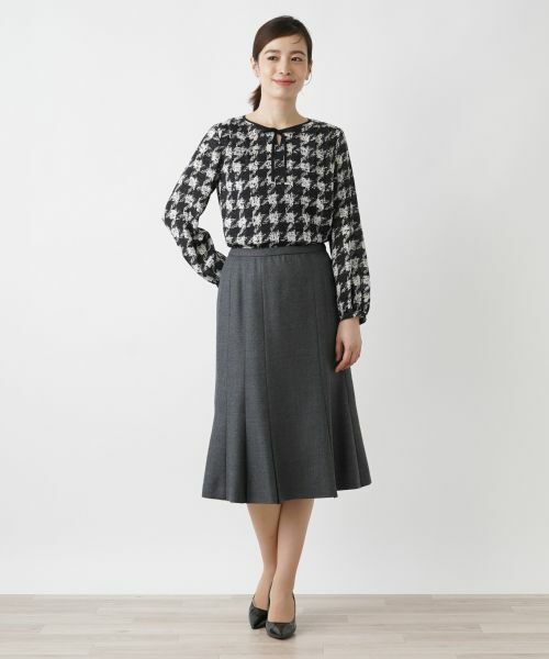 Leilian / レリアン ミニ・ひざ丈スカート | ウールジョーゼットフレアスカート | 詳細1