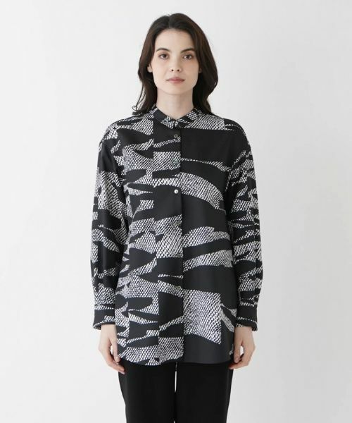 Leilian / レリアン シャツ・ブラウス | モノトーン総プリントブラウス | 詳細13
