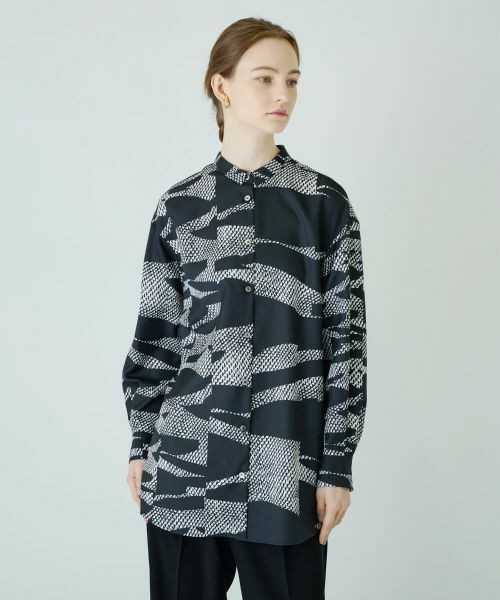 Leilian / レリアン シャツ・ブラウス | モノトーン総プリントブラウス | 詳細3