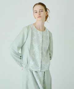 Leilian / レリアン テーラードジャケット | 切替えノーカラーブルゾン